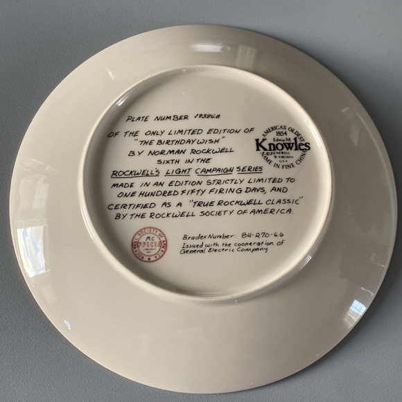 1984 Knowles Norman Rockwell Collectors Plate The Birthday Wish - Picture 5 of 5